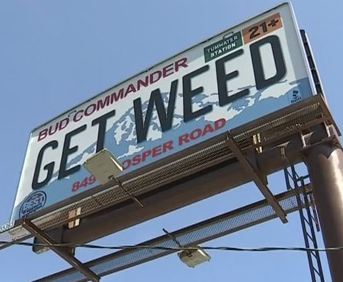 “Get Weed” Billboard Inspires Boycott of Unrelated Auto Body Shop in Washington