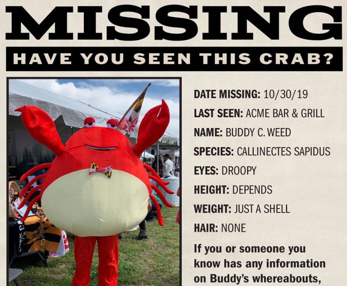 Missing Crab Report: This Weed Company Wants Their Mascot Back
