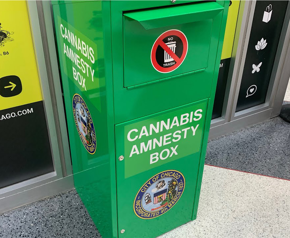 The Weed Amnesty Boxes at Chicago Airports Received a Green Makeover