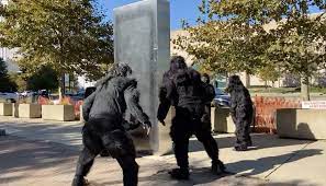 Activists in Ape Costumes Erect Monument Outside the DEA HQ to Demand Weed Reform
