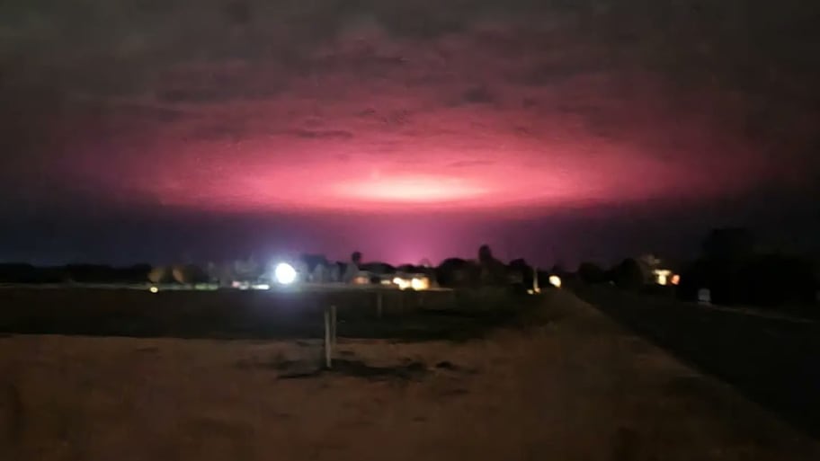 Weed Farm Grow Lights Turn Sky Over Small Australian Town Bright Pink