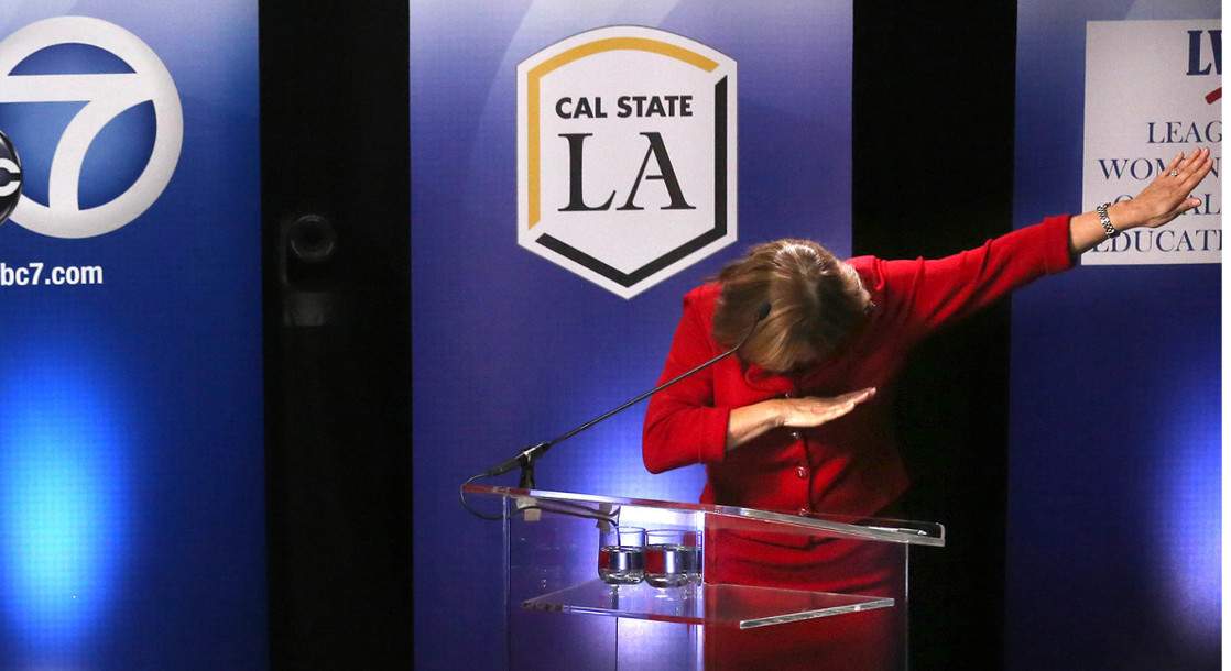 California Senate Candidate Loretta Sanchez Dabbed During A Debate Today
