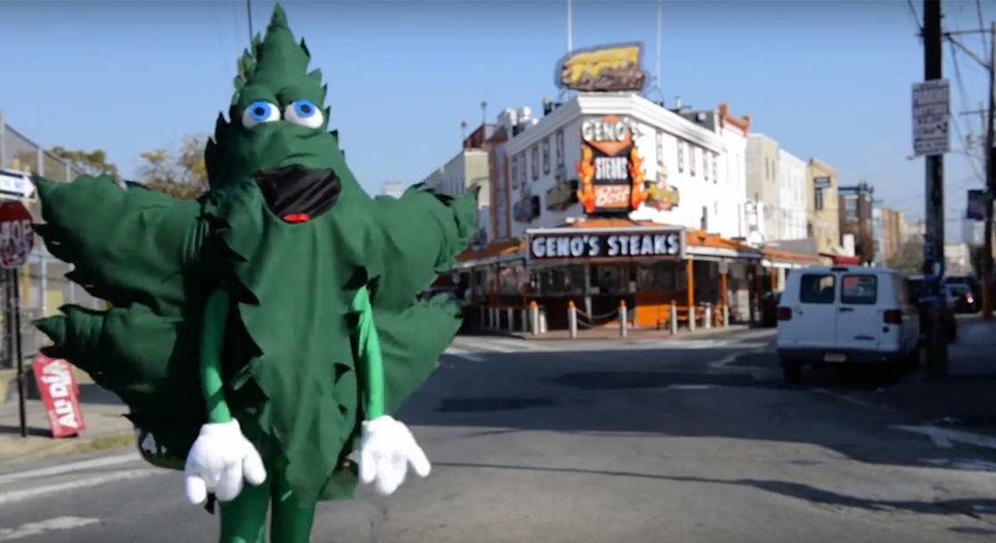 Marijuana Leaf Mascot Appears in Philadelphia to Celebrate Two Years of Decriminalization